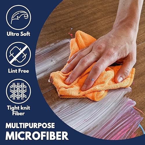 Miniatura 2 de USANOOKS Paño de limpieza de microfibra, 8 piezas de 12 x 11 pulgadas, alto rendimiento, 1200 lavados, toallas ultra absorbentes, tejido de suciedad