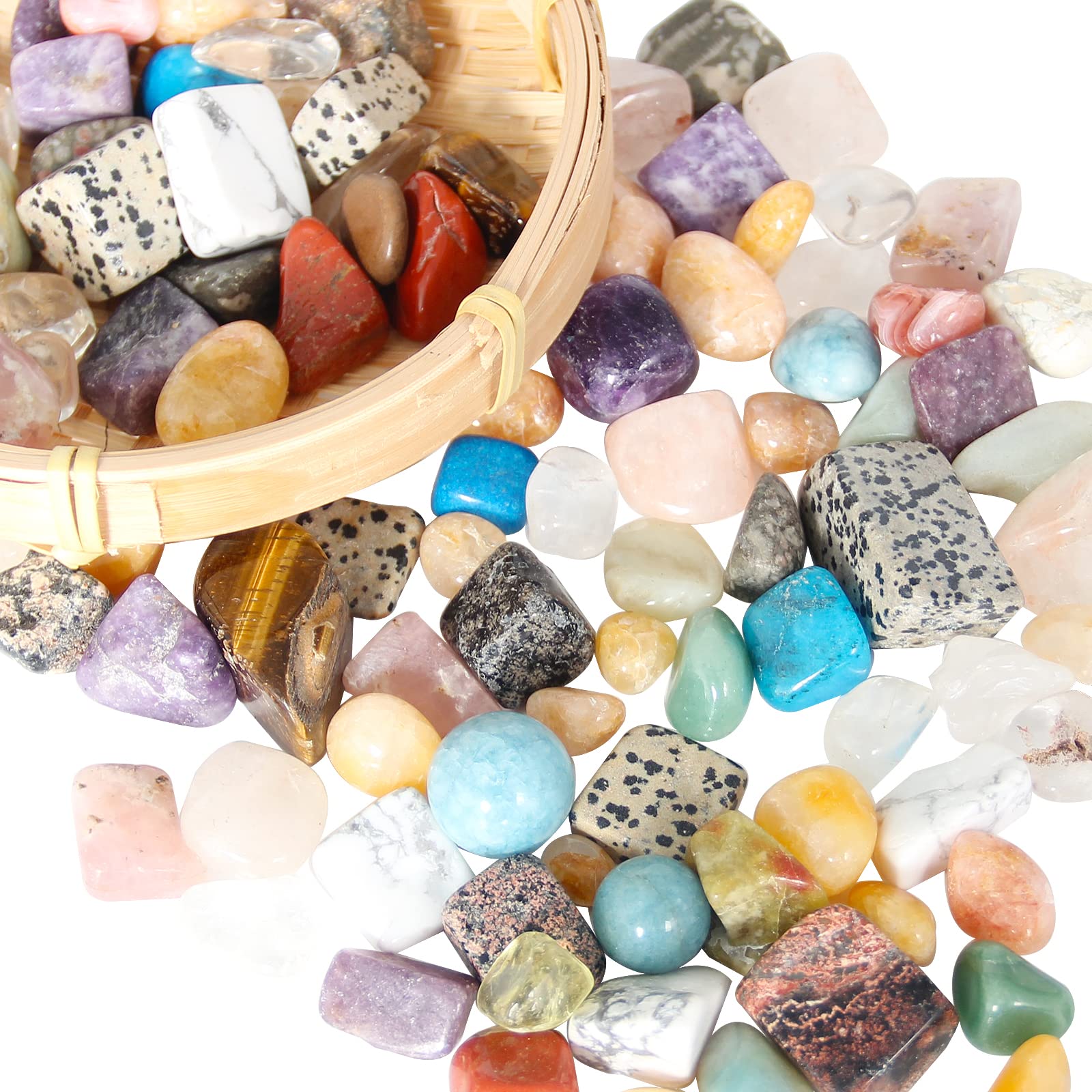 500 g Pietre di Cristallo Naturali Medie, Pietre di Cristallo Miste Schiacciate e Burattate – Cristalli Naturali Lucidati per Pratiche di Reiki e Guarigione con Cristalli, Uso Artigianale