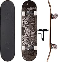 Vigvitspo Professional Double Kick Skateboard - 31" Maple Deck, ABEC-9 Bearings, 95A PU Wheels for Tricks & Smooth Cruising