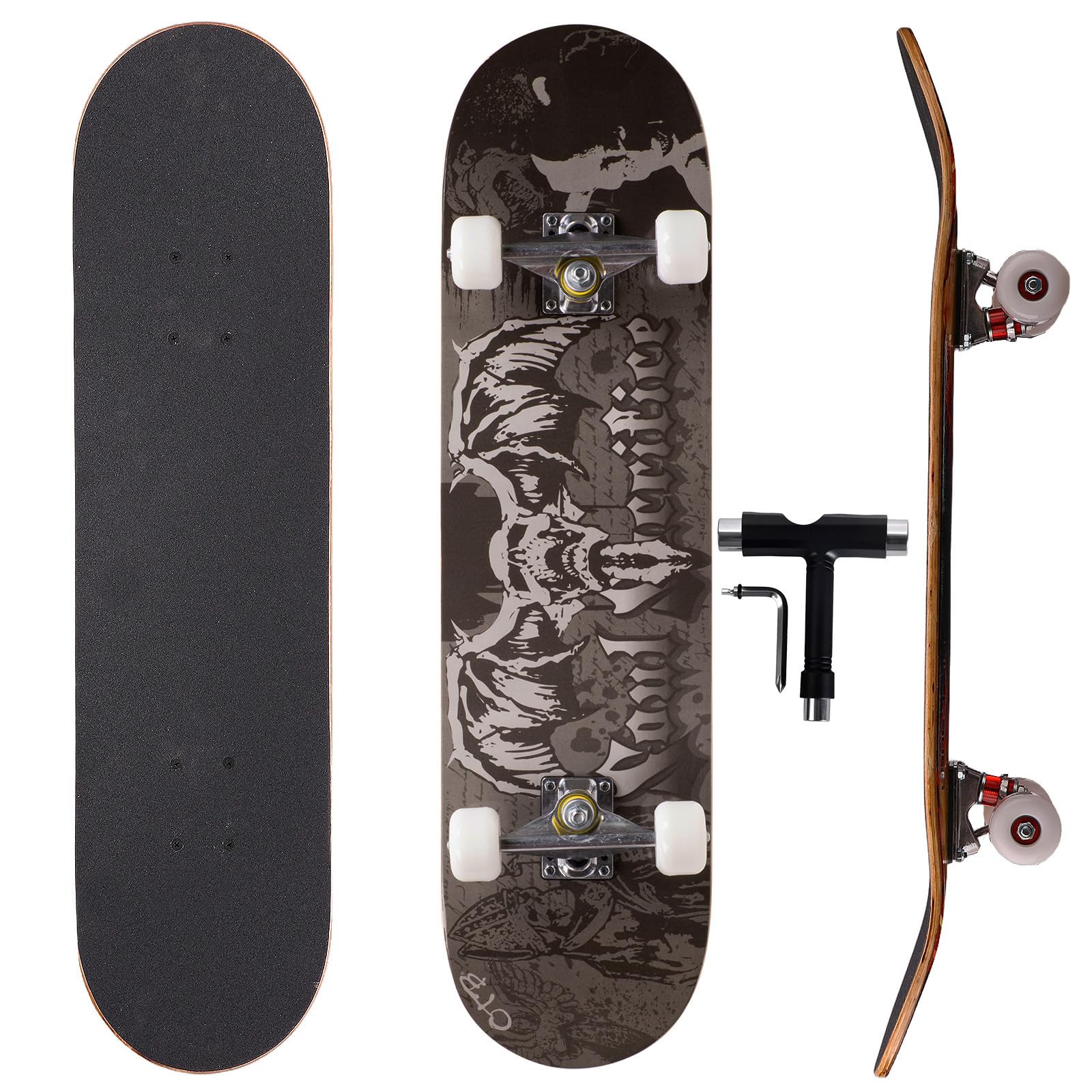 Professional Double Kick Skateboard, 31 inch Maple Deck, ABEC-9 Bearings, 95A PU Wheels