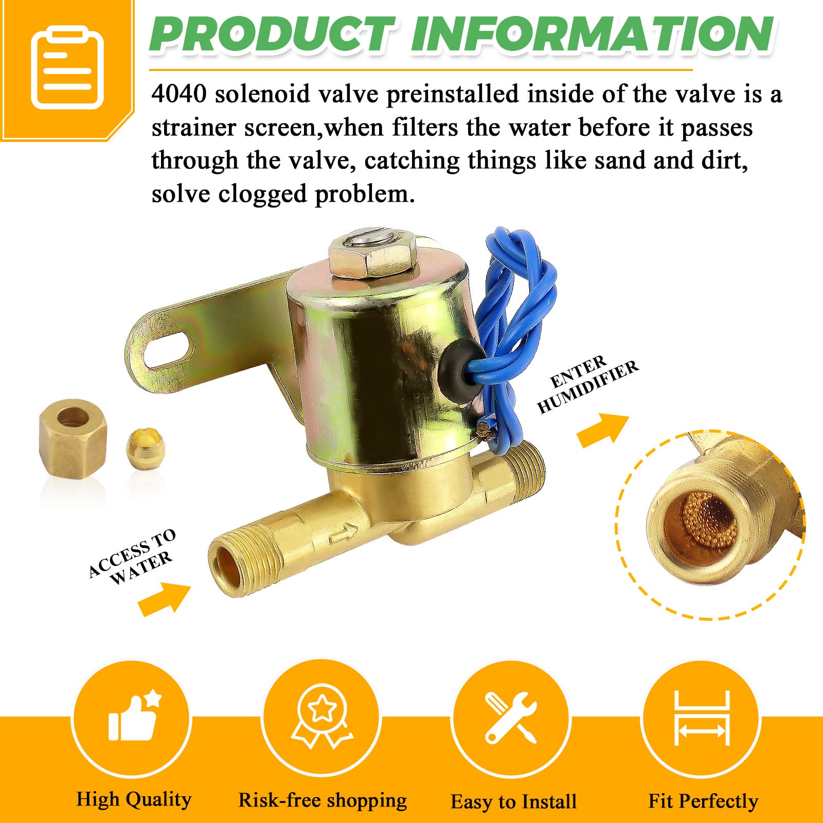 Válvula Solenoide De Humidificador De 2 Paquetes, CA 24 V, Repuesto, image size:1600x1600
