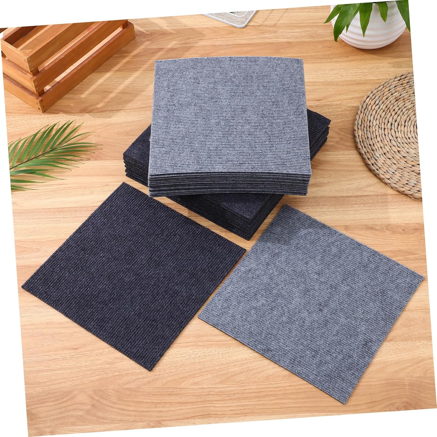 30pcs Self-Adhesive Carpet Floor Tiles Non- Wear-Resistant Rug Squares for Home to Install Soft Padded Mats Light