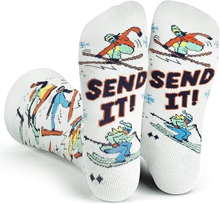 Ski Socks - Funny socks for skiers and snowboarders - Unisex novelty gift - Great for birthdays or holidays