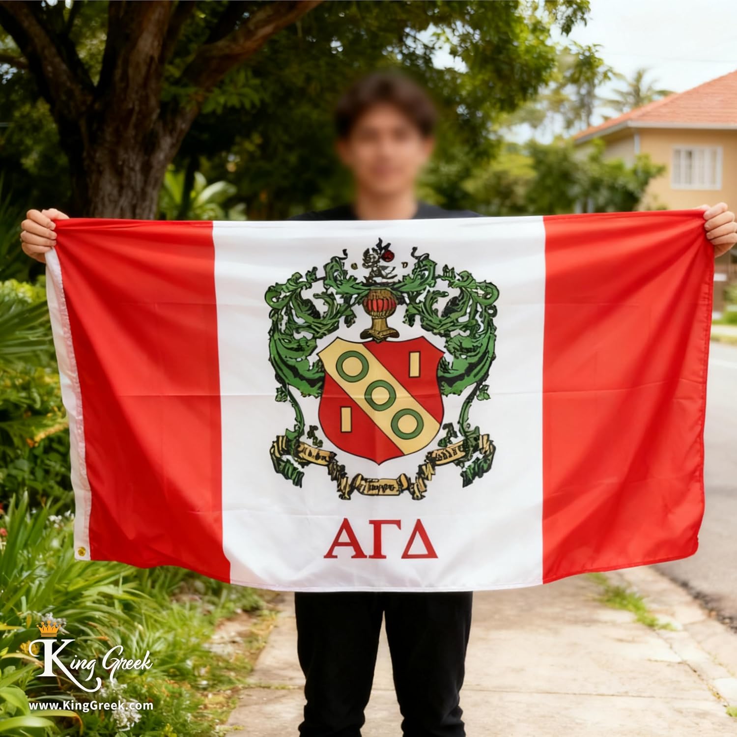 Alpha Gamma Delta Flag Official Fraternity,Brass Grommets & Double Stitch,Polyester Banner Wall Decor for Outdoor Indoor Decoration,3x5 Feet