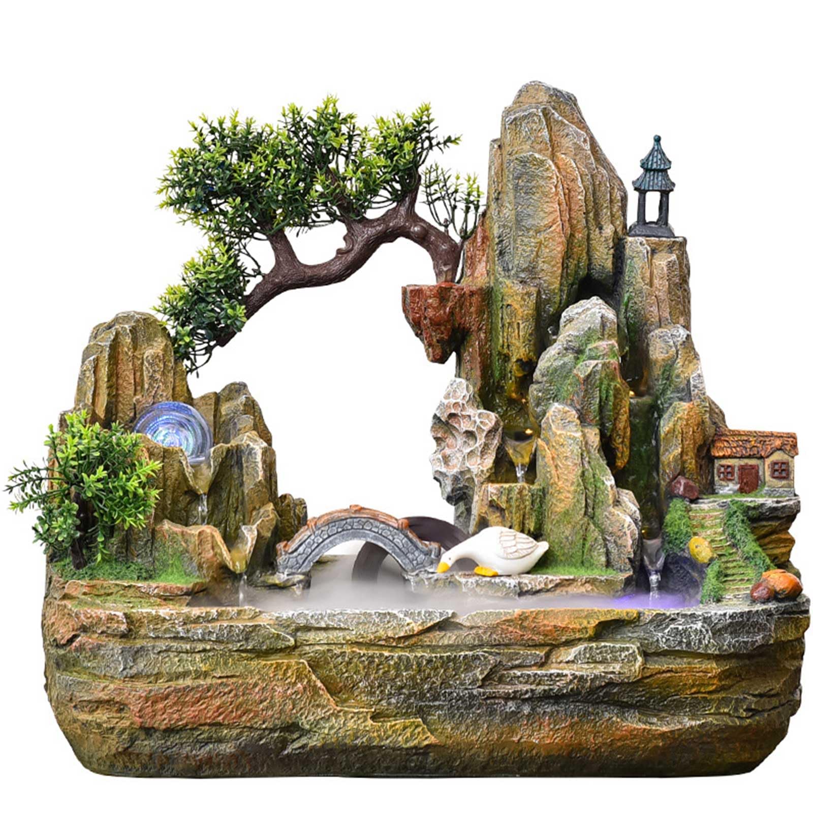 DECORN Tabletop Waterfall Rockery Fountain for Home Décor -