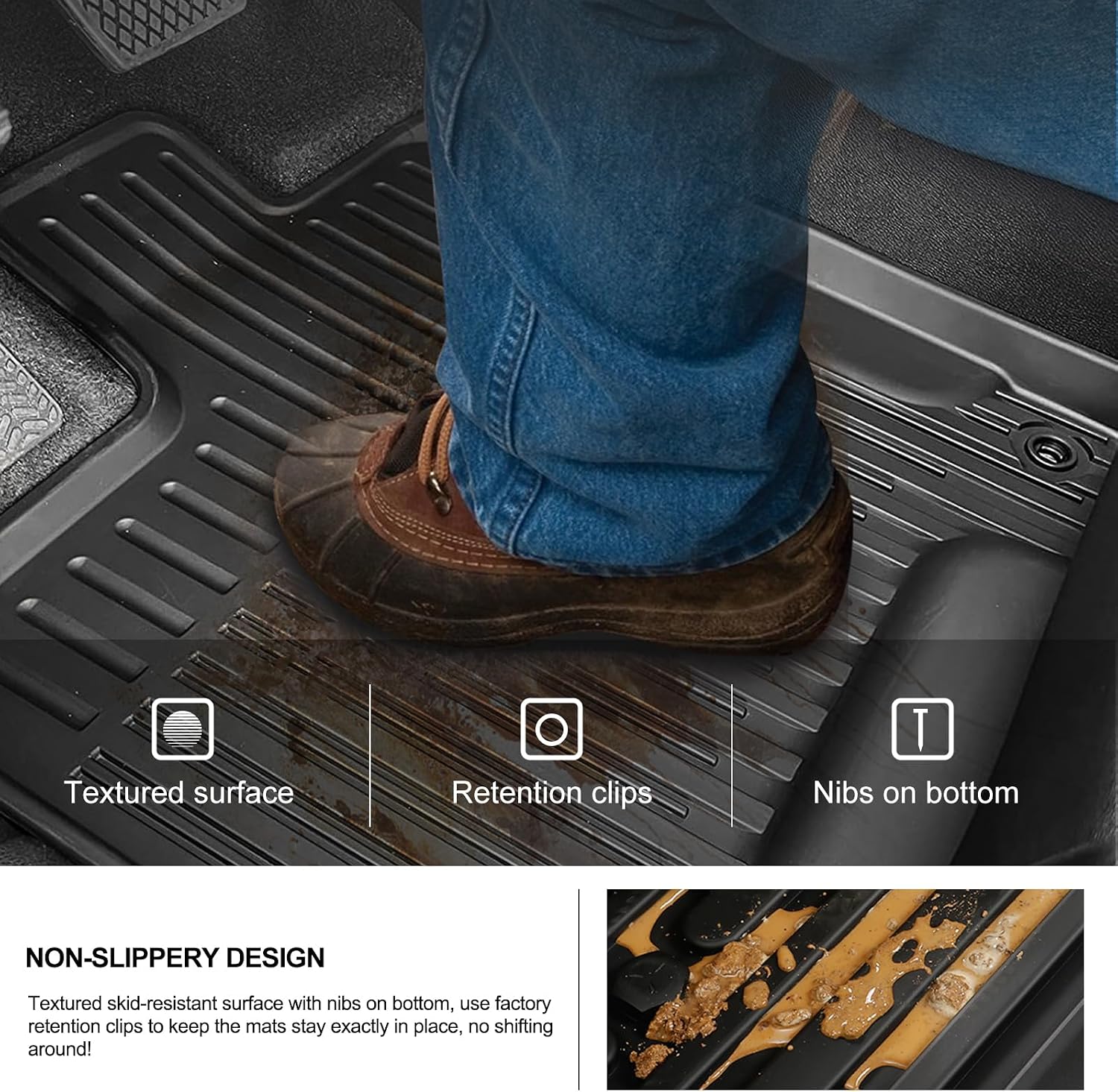 KIWI MASTER Floor Mats for 2017-2026 Honda Ridgeline, OEM Replacement 08P17-T6Z-100, Custom Fit All Weather Car Mats, Heavy Duty TPE Floor Liners, Front & Rear 3 Row, Black