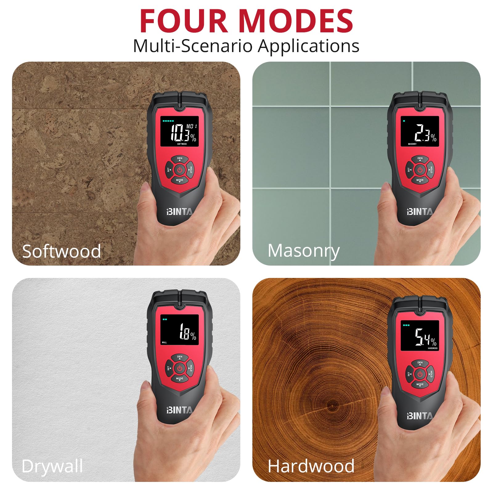 Misuratore Umidità Legno Senza Punti - Igrometro Professionale LCD Per Pareti E Muri - Foto 5