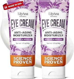 LilyAna Naturals Eye Cream for Dark Circles and Puffiness, Under Eye Cream for Wrinkles and Bags, Anti Aging helps Improve Dryness; for Sensitive Skin (1.7 Ounce, Pack of 2)