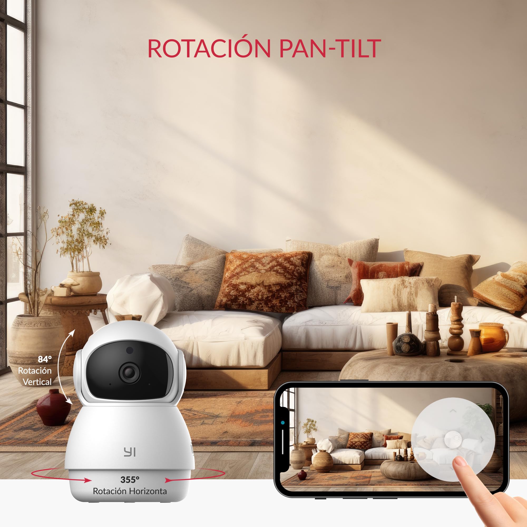 YI Camara de Vigilancia Interior Dome Guard 2K, PTZ 360° Camara WiFi 2.4Ghz Camara IP, Detección Movimiento, Visión Nocturna, Notificación Tiempo Real, Compatible Alexa, 2 Piezas