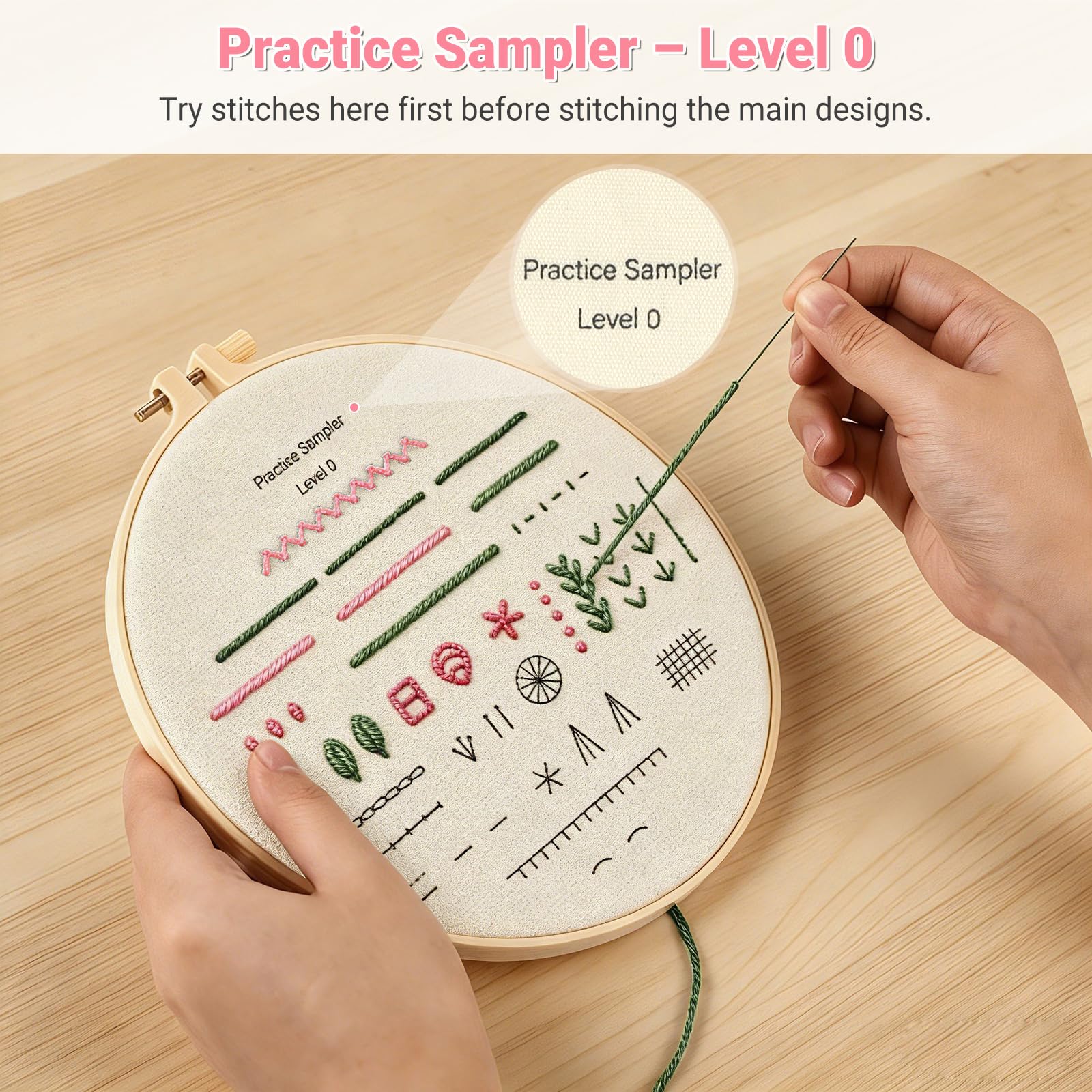Beginner Embroidery Kit - Learn 30+ Stitches! -4
