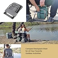 Vista 8 de Arrowhead Outdoor Multi-Function 3-in-1 Compact Camp Chair: Backpack, Stool & Insulated Cooler, w/Bottle Holder & Storage Bag, External Pockets