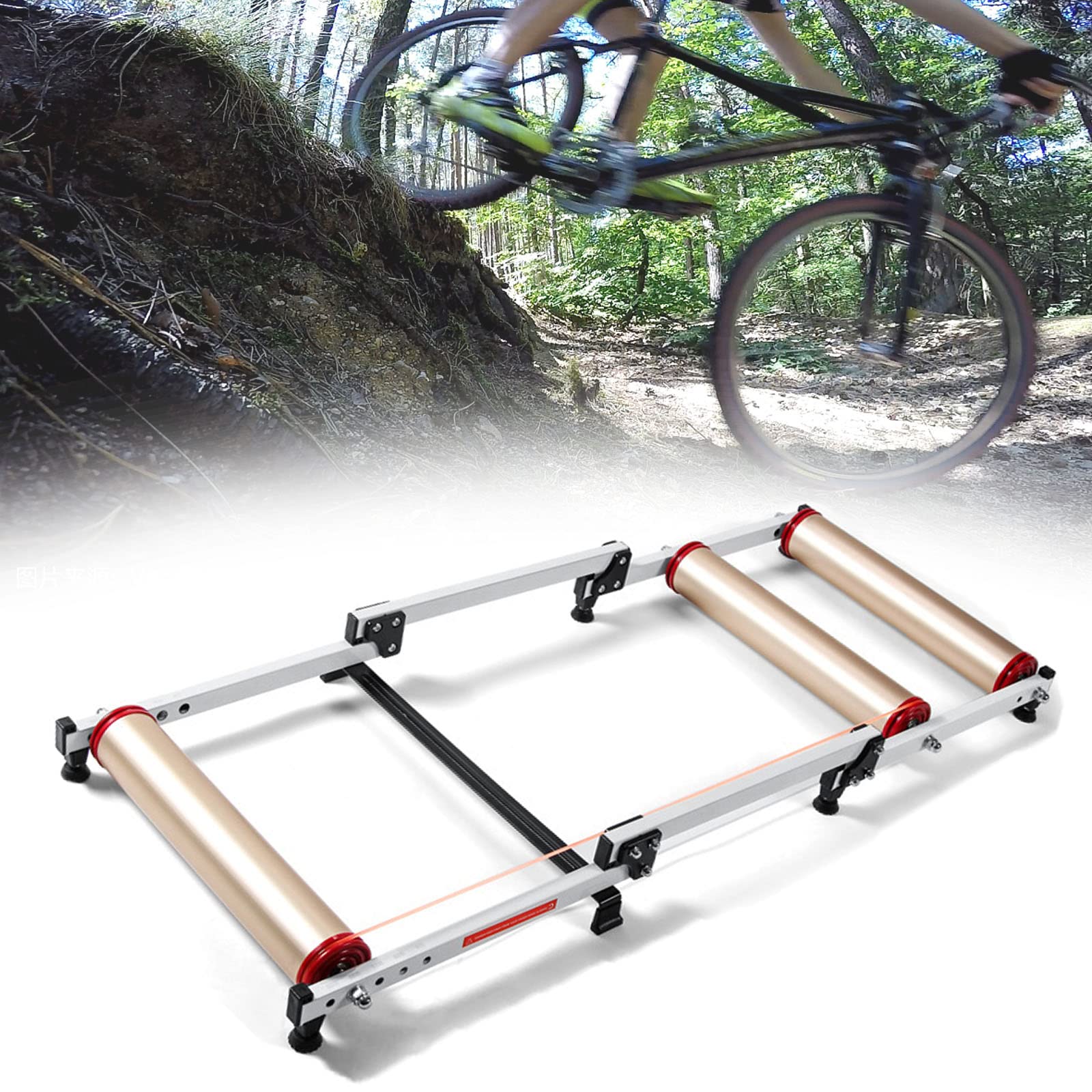 Rodillo de Bicicleta para Interior, Plataforma de Entrenamiento Bicicleta Plegable, Entrenador Rodillos Ajustable con 130 * 52 cm 5 Delanteros Ajustables Un diámetro Rueda 16-27 Pulgadas