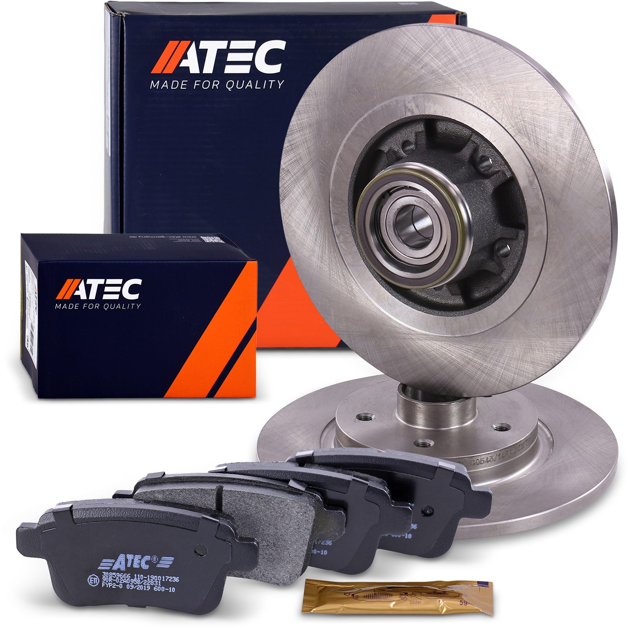 ATEC Germany Bremsenset Hinterachse inkl. Bremsscheiben Ø 275 mm Voll + Bremsbeläge Hinten inkl Radlager Kompatibel mit MERCEDES-BENZ CITAN (W415) RENAULT KANGOO (KW0/1_) (FW0/1_)
