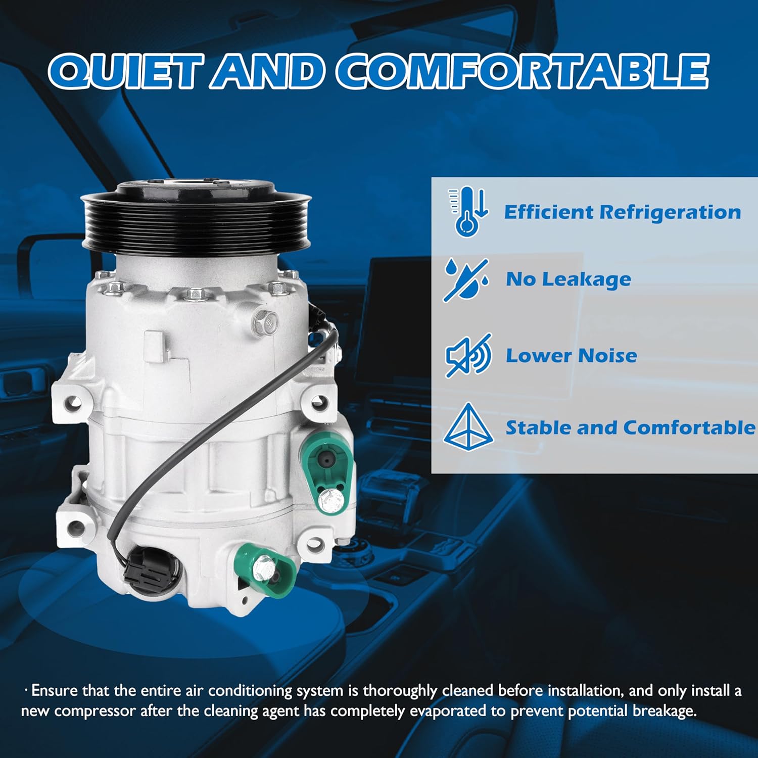 AC Air Conditioner Compressor with Clutch Compatible with Hyundai Santa Fe Sport 2013-2018 2.0L 2.4L,Kia Sorento 2011-2015 L4 2.4L AC Compressor 97701-1U500,198377