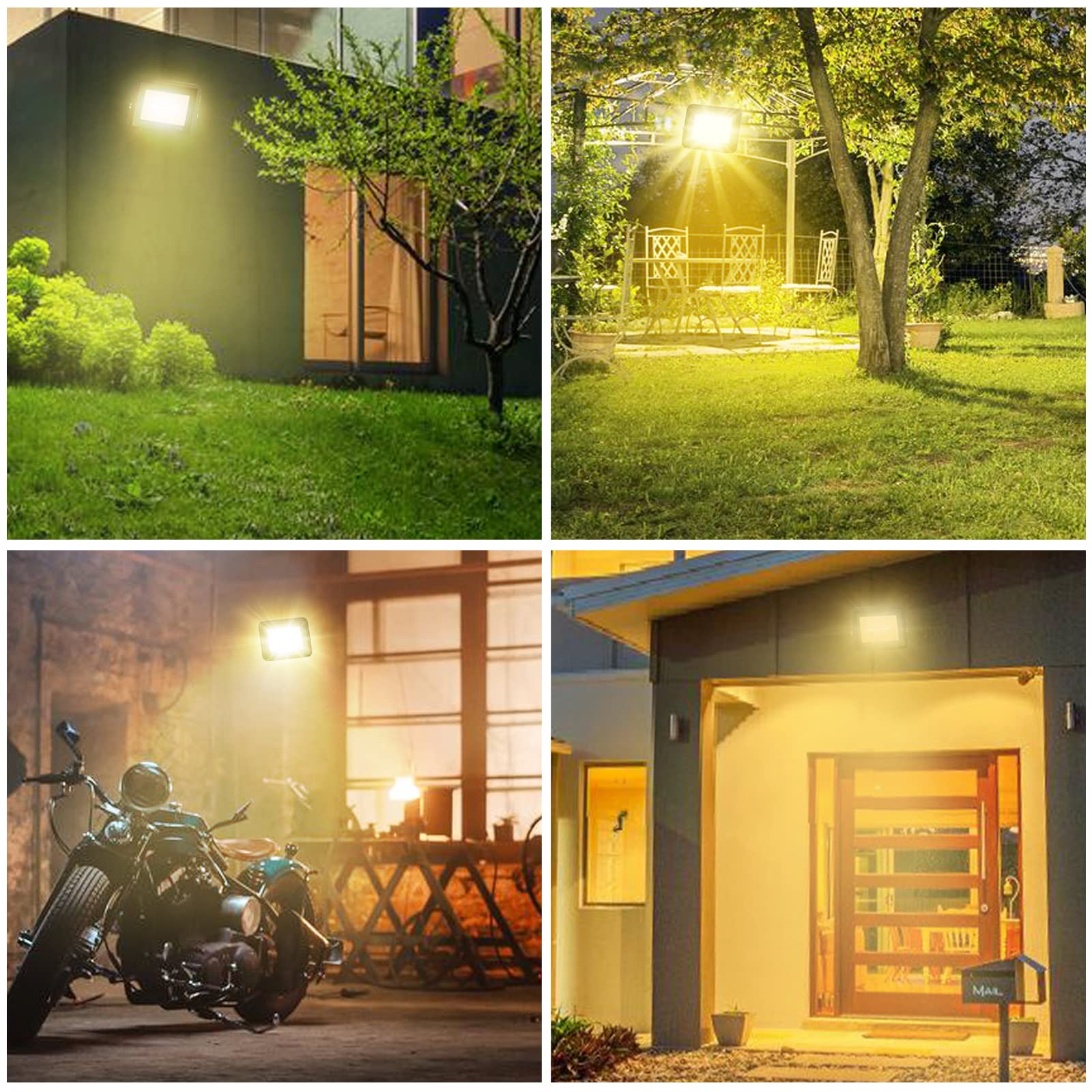 Herrselsam LED Strahler, 10x50W LED Fluter Dimmbar, 4600 Superhell Flutlichtstrahler, IP66 Wasserdicht 3 Farbtemperatur 3000K/4000K/6500K Außenstrahler (kein Stecker)