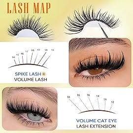Focipeysa Lash Clusters with Spikes Kit Wispy Eyelash Extensions Kit Spike Eyelash Clusters with Bottom Lash Extensions Volume Individual Lashes Extensions Kit with Lash Bond and Seal Lash Tweezers