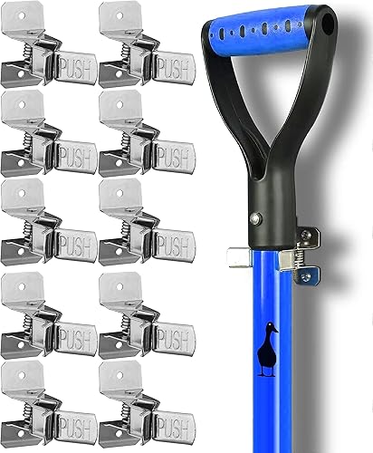 Black Duck Brand Paquete de 10 soportes para trapeador y escoba con agarre de resorte para pala, rastrillo, escoba, soporte para trapeador, etc.