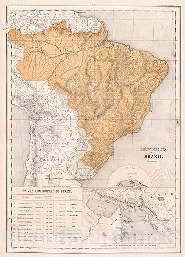 Historic Pictoric Mapa  II C. Imperio do Brasil. Mapa del Mundo, 1868, Decoración de pared vintage 44in x 61in