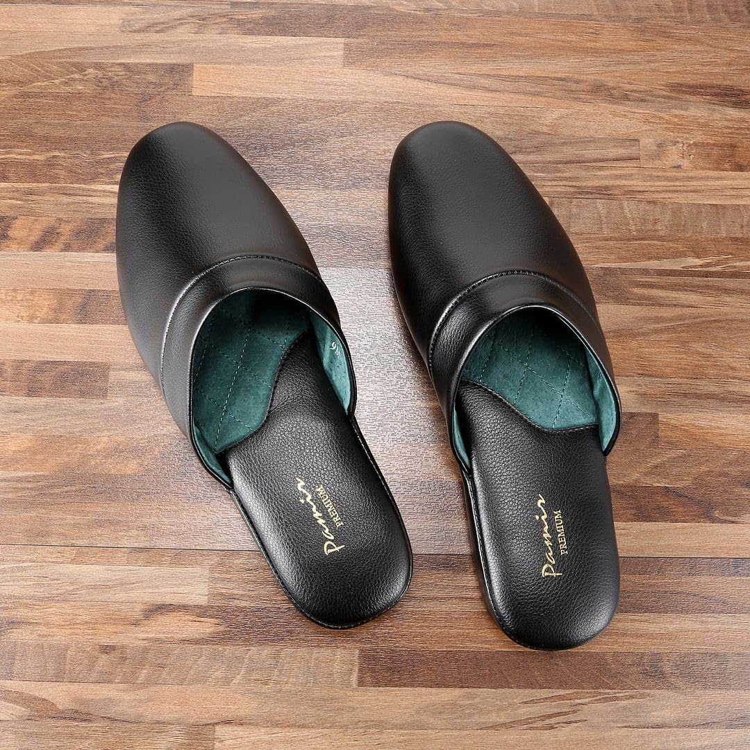 Pamir Pantoufles en cuir véritable pour homme avec semelle intérieure en mousse à mémoire de forme et semelle extérieure en cuir. Taille US 9 large
