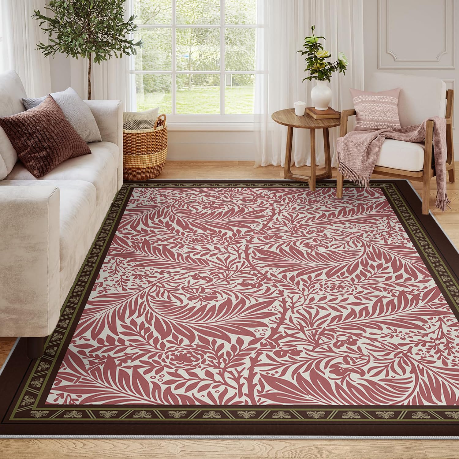 Tapis de salon lavable et résistant aux taches avec envers antidérapant
