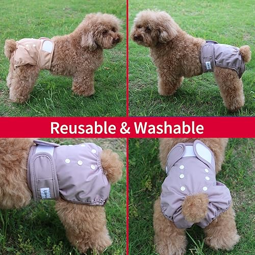 Miniatura 2 de Vecomfy Pañales para perras medianas (paquete de 3) pañales para cachorros, lavables, reutilizables, a prueba de fugas, L