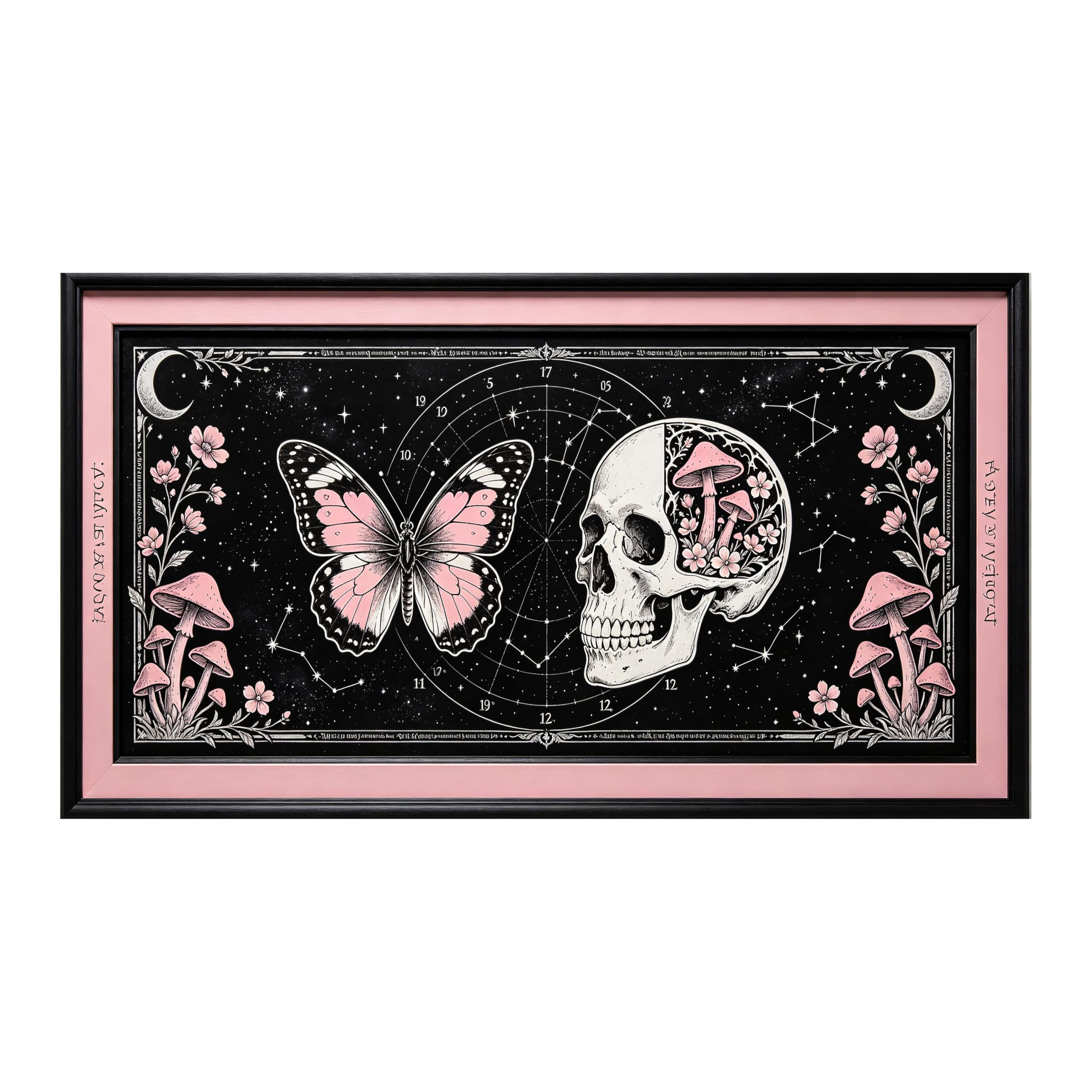 Yzpallescene Art260711140 3D Framed Wall Art Gothic Celestial Butterfly Skull Constellation Large Size Selfadhesive Removable Wall Decor Prints Artwork For Living Room Bedroom Office