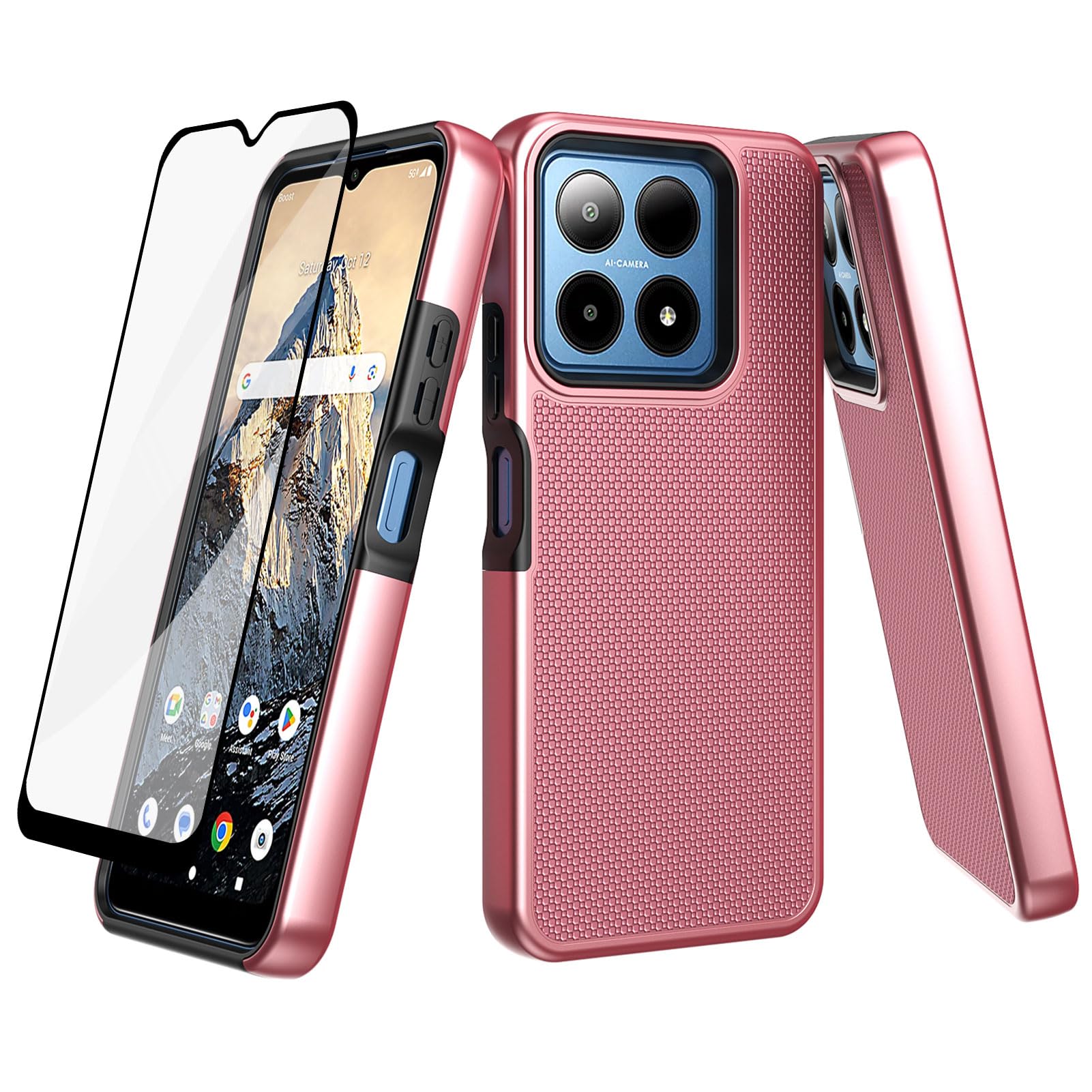 Ailiber for Summit 5G Phone Case, Boost Summit Case with Screen Protector, Dual Layer Shockproof Protective, Silicone Bumper Non Slip Back, Heavy Duty