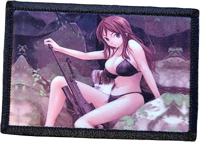 Anime Girl Sniper Morale Patch Military Removable Hook and Loop for Molle Gear, Operator Hat, Rucksack, Pack Bag, Backpack, Made in The USA