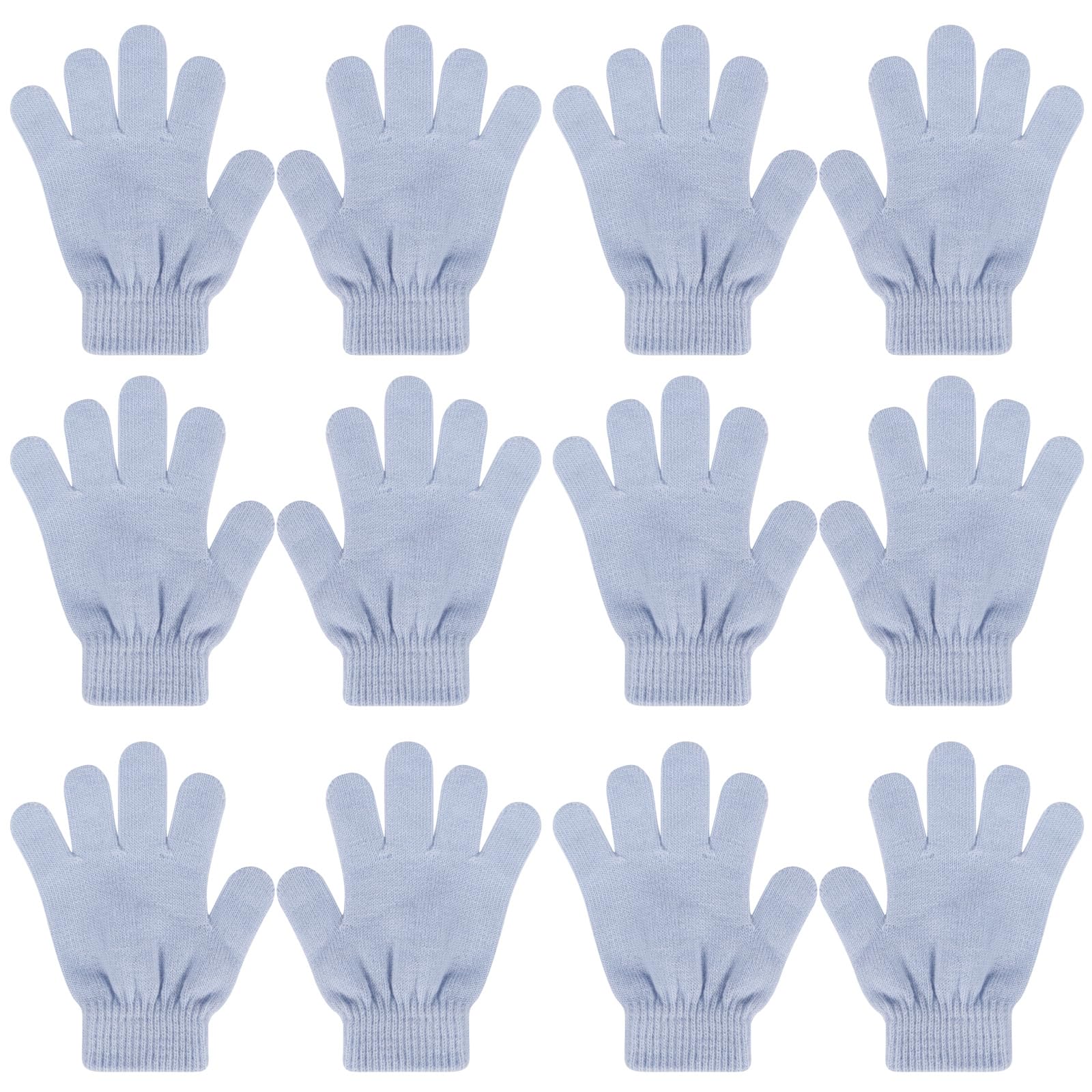 QKURT 6 Pack Kid's Magic Gloves, Children's Gloves Magic Stretch Gloves for Age 5~13 Years Old Black