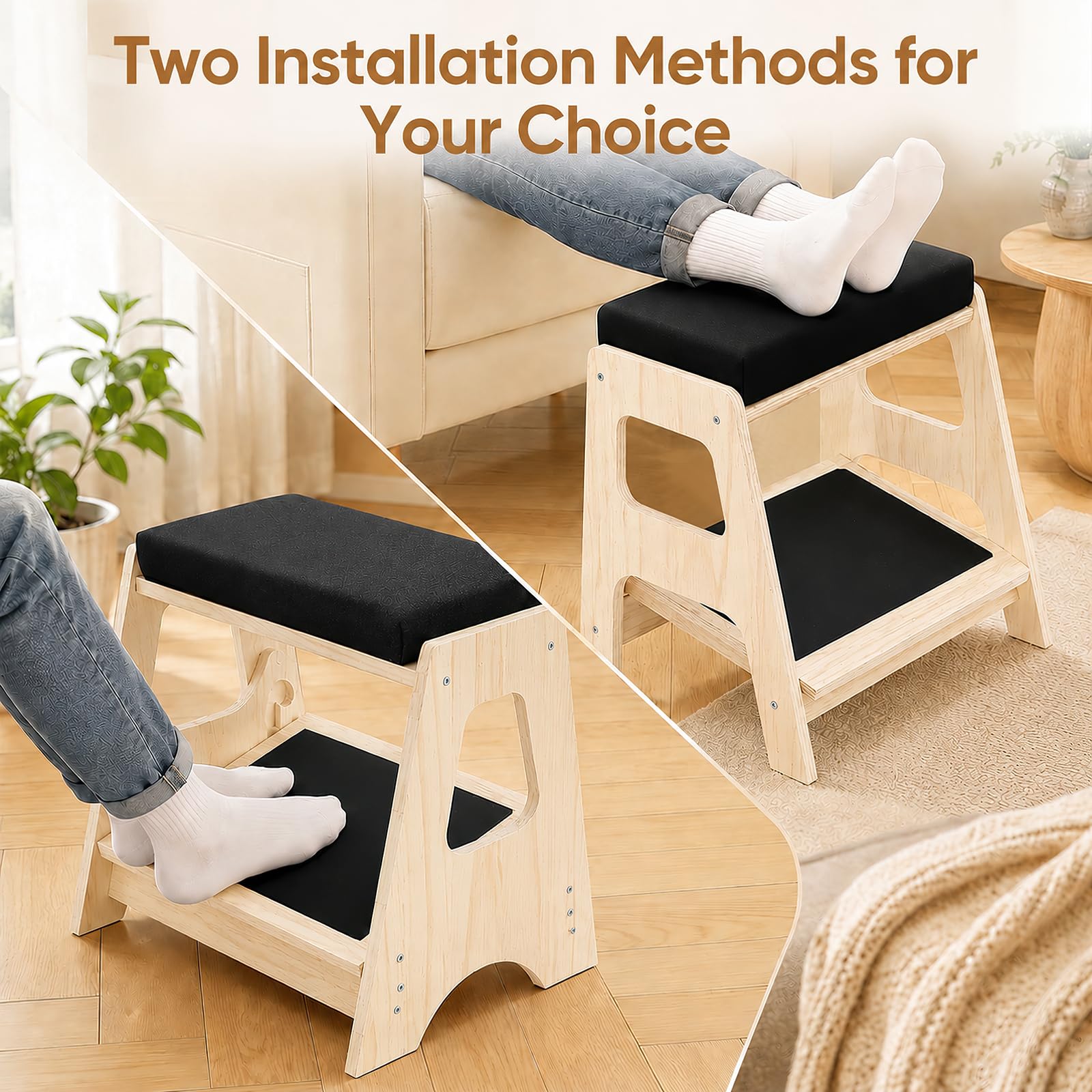 Reposapies de Oficina, Reposapies Madera Ajustable para Escritorio