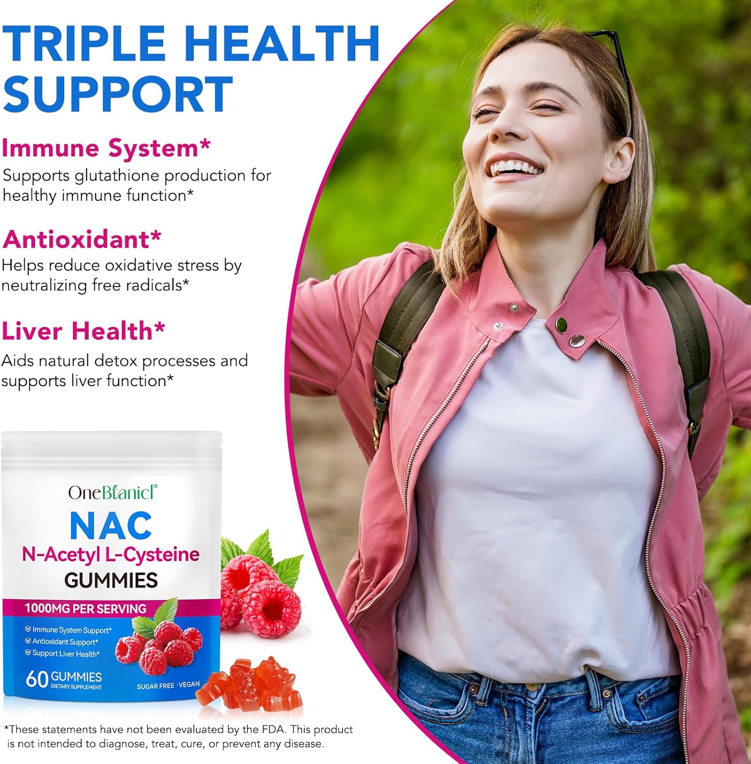NAC Gummies 1000mg,N-Acetyl-L-Cysteine Supplement with Glutathione,Immune System Health,Antioxidants Support,Liver Health,Easy to Absorb, 60 Capsule - Image 5