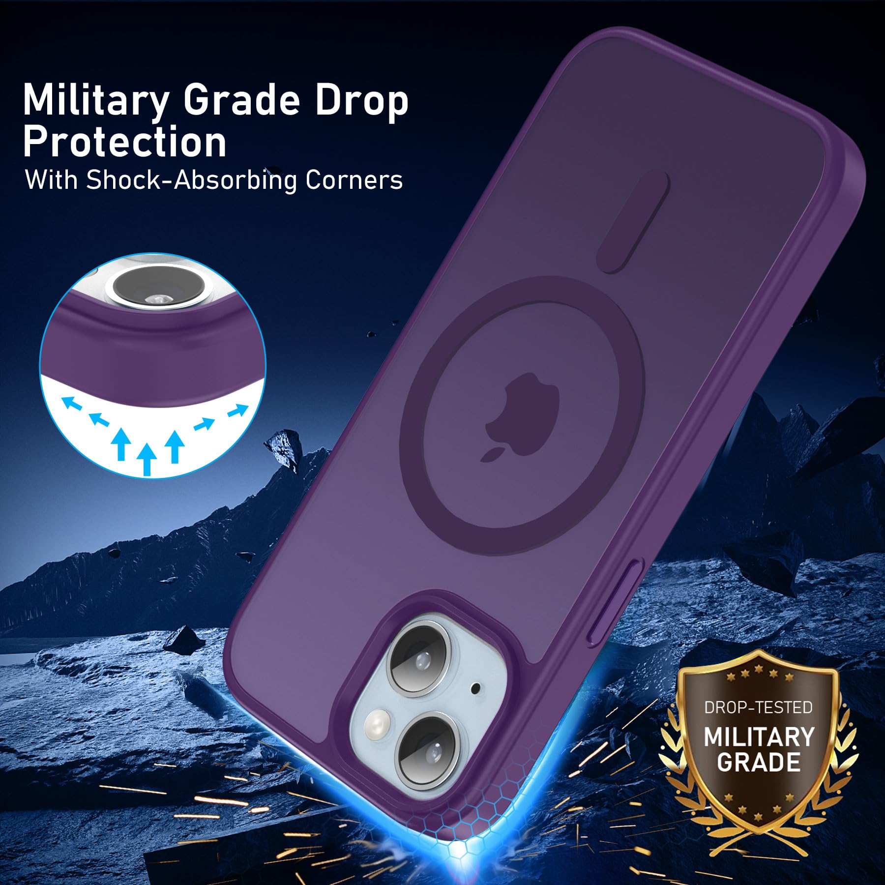 Custodia Magnetica Per IPhone 15 Con Pellicola Vetro Temperato E Protezione Fotocamera
