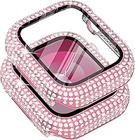 Vista 52 de Surace - Carcasa compatible con Apple Watch de 1.65 pulgadas con protector de pantalla de cristal templado, diseño brillante con 300 diamantes