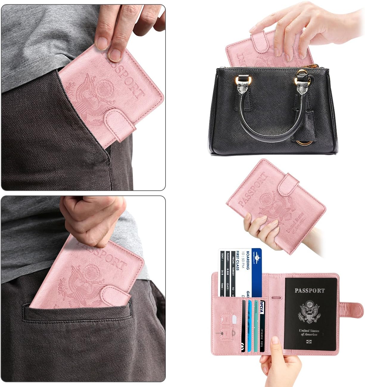  | WALNEW Passport Holder Cover Case RFID Passport Travel Wallet, Rosegold | Passport Covers