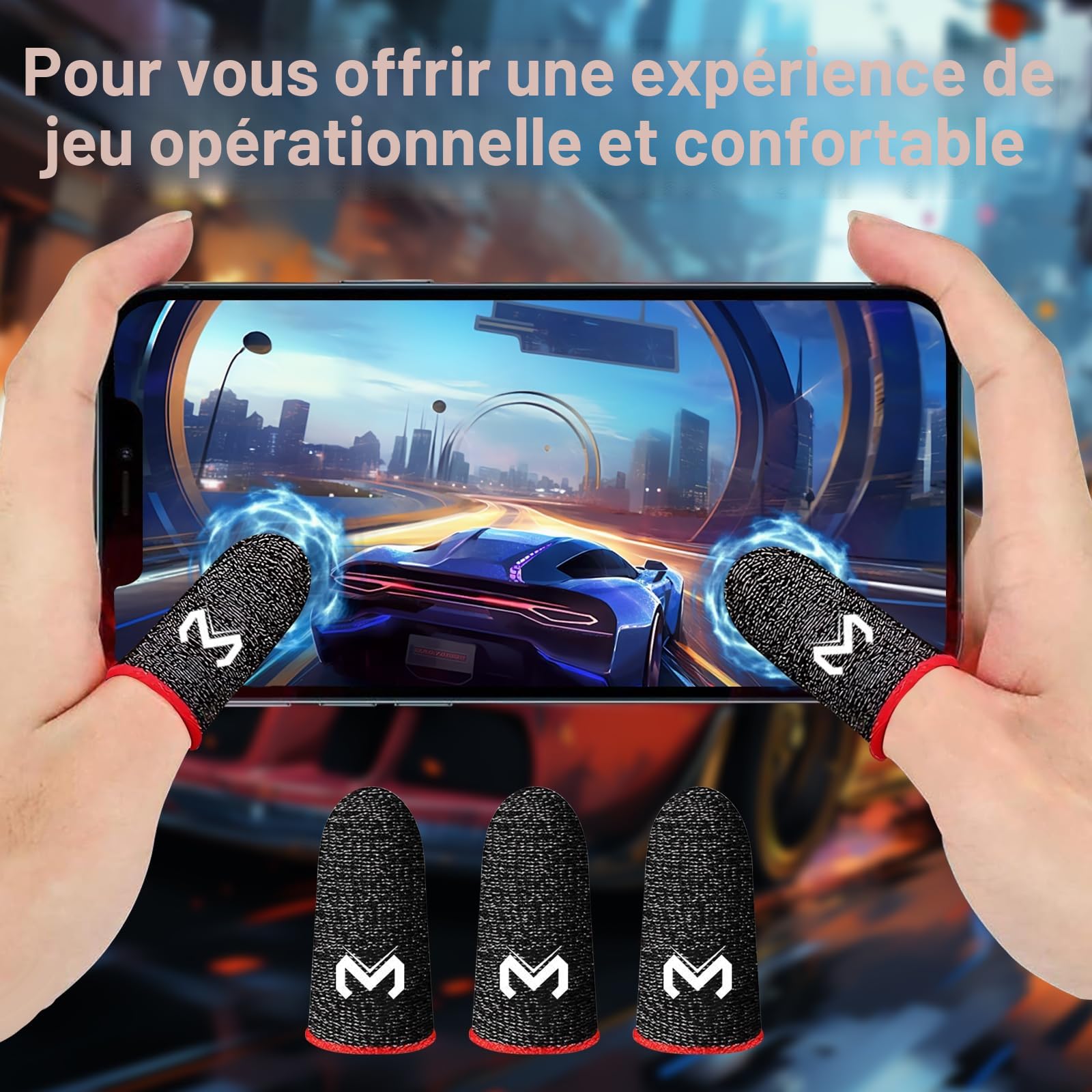 YOURKAY Gaming Finger Caps, 6 pièces Finger Sleeves Gaming, bouchons pour doigts de jeu, écran tactile, résistants à la transpiration et respirants en fibre d'argent, adaptés à tous les appareils à