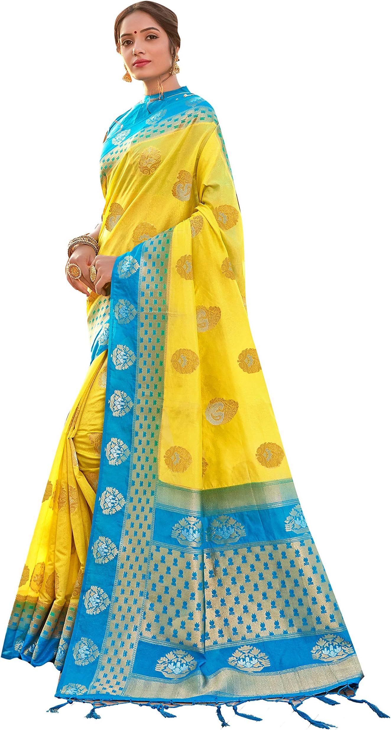 Elina fashionSarees For Women Banarasi Art Silk Woven Saree ||Traditional Ethnic Indian Wedding Gift Sari with Unstitched Blouse