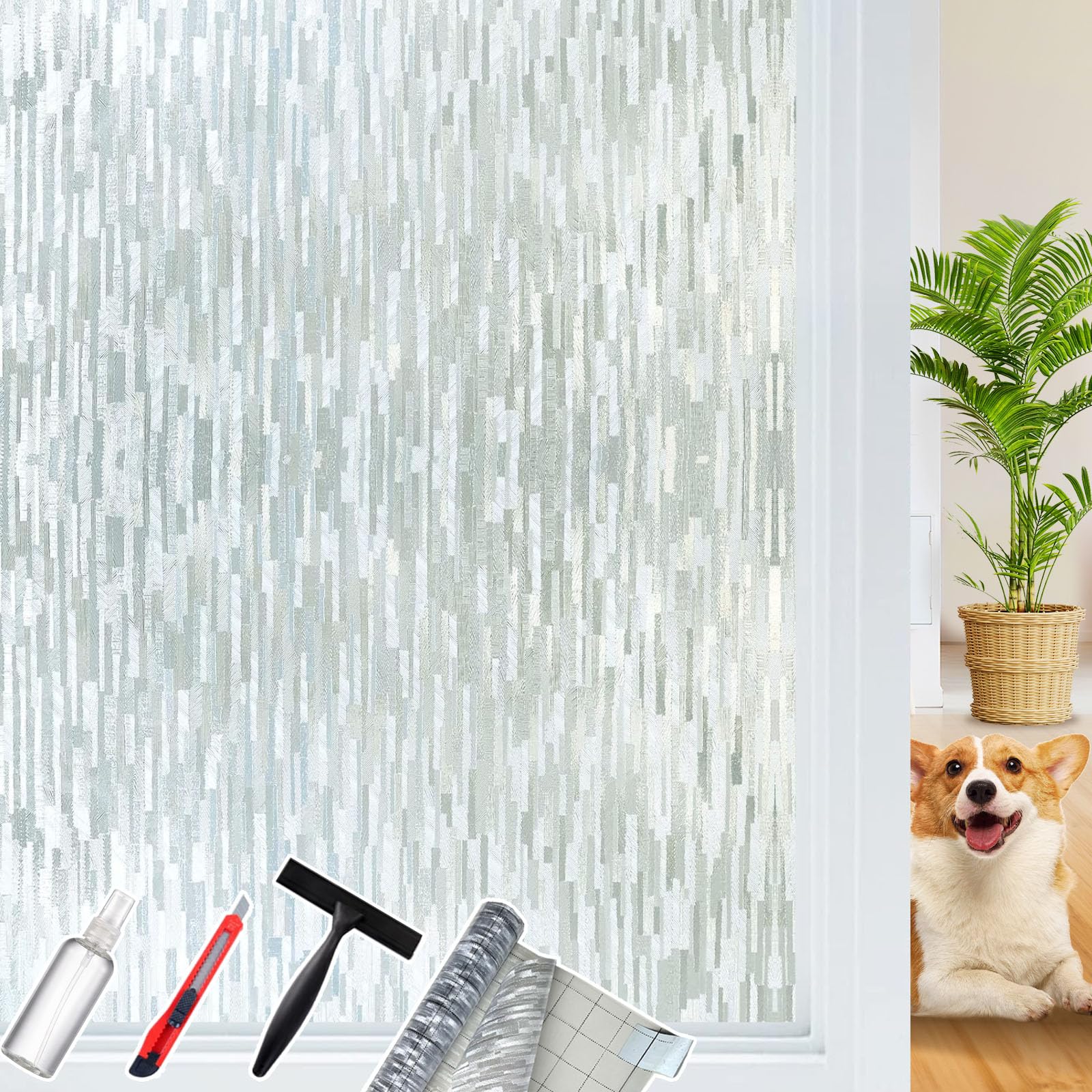 Amazon.com: Frosted Glass Window Privacy Film Decorative, Bathroom ...