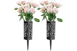 2 Pack 12 inch Flower Vase For Cemetery In Ground Decoration -...