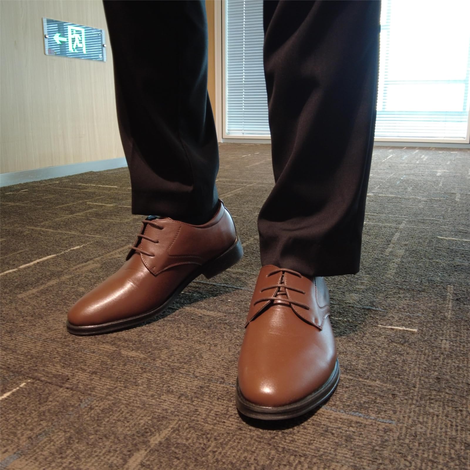 Derby Buty Oxford Męskie sznurowane buty sukienka buty z niskim obcasem buty lakierowana skóra robocza formalna panna młoda czarne brązowe EU 37-48, G Xz702 brązowy, 47 EU