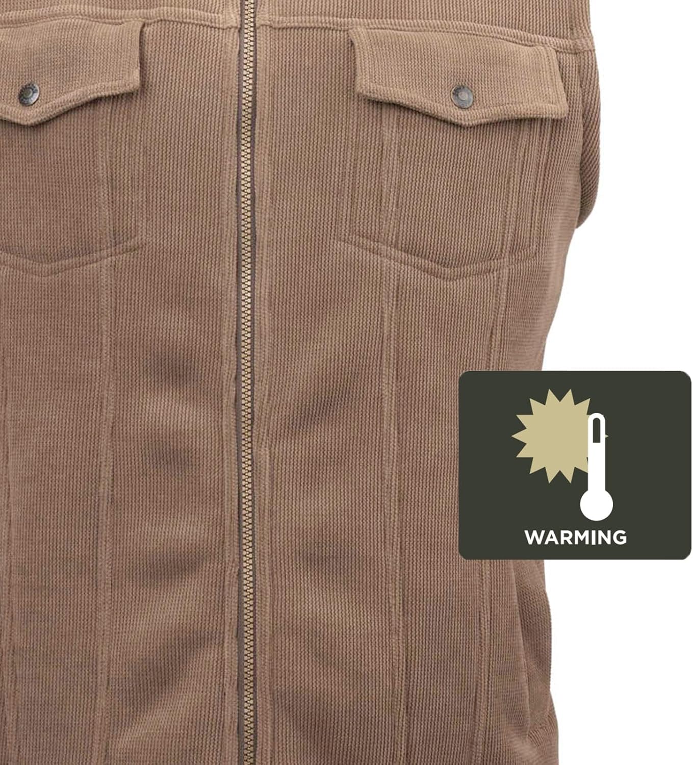 Outback Trading Company Men's Calvin 29901 Outdoor Western Warming Berber Lined 2-Way Zip Corduroy Like Vest with Pockets - Image 3