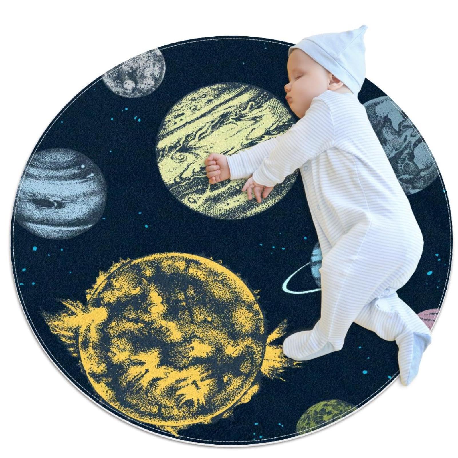 Tapis de douche antidérapant 1m avec planètes colorées haute adhérence