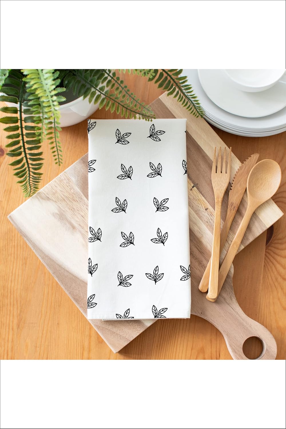 100% Cotton Christmas Cloth Napkins with Leaf Pattern for Wedding, Cocktail, Dinner Parties & Thanksgiving (Set of 6, 20x20 inch, Black)