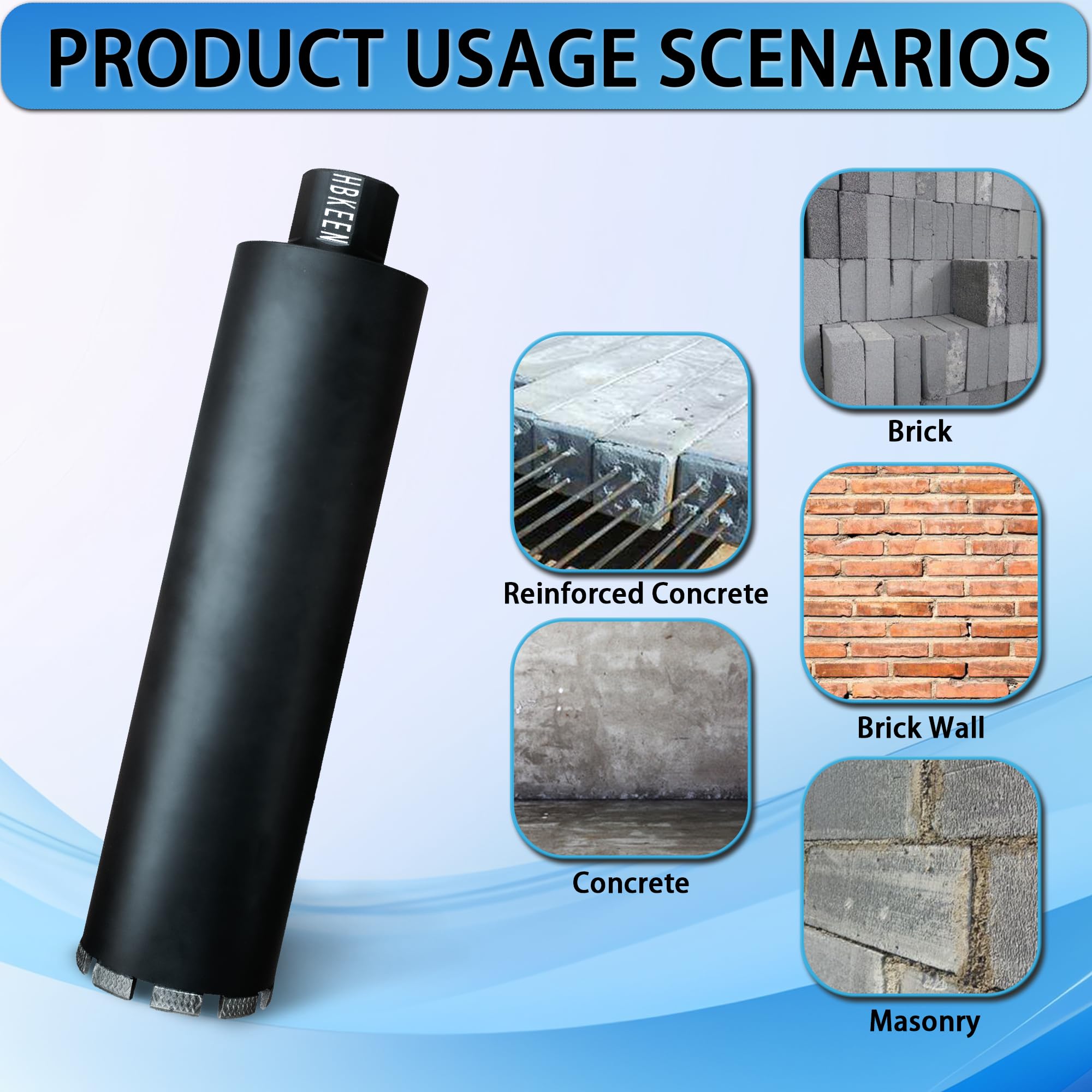 Punte per carotaggio a umido da 2", punta diamantata da 2 pollici per calcestruzzo, marmo, granito, mattoni, muratura dura, profondità di foratura di 14", albero da 1-1/4"-7, segmento da 10 mm, solo