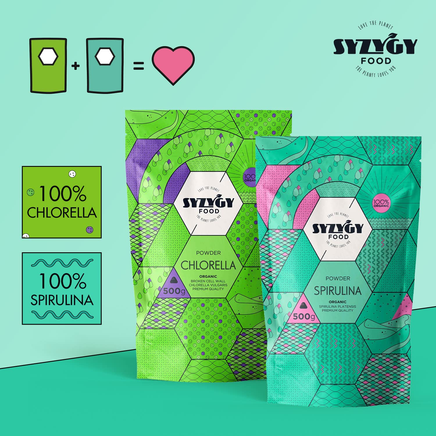 SYZYGY FOOD - Spirulina Bio Certificata in Polvere - 500g - Massima Purezza 100% BIO Alga Spirulina - Detox - Proteine Vegane - Ferro - Mineali - Vegano