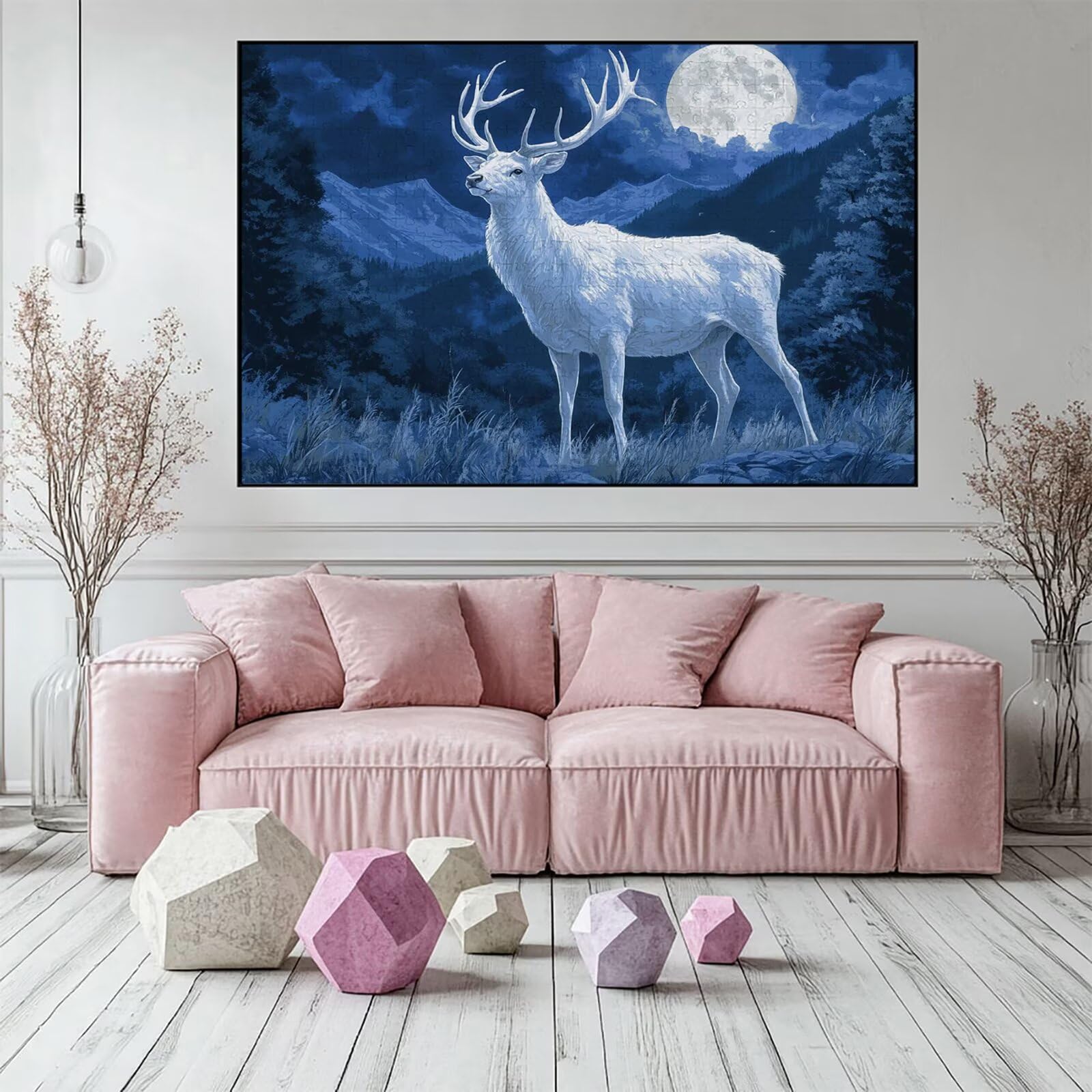 Puzzle 4000 elementów jeleń puzzle dla dorosłych góra 141 x 87 cm unikalne rzemiosło klasyczne 3D drewniana układanka do rodzinnych gier aktywnych, układanka zrób to sam do dekoracji ścian domu