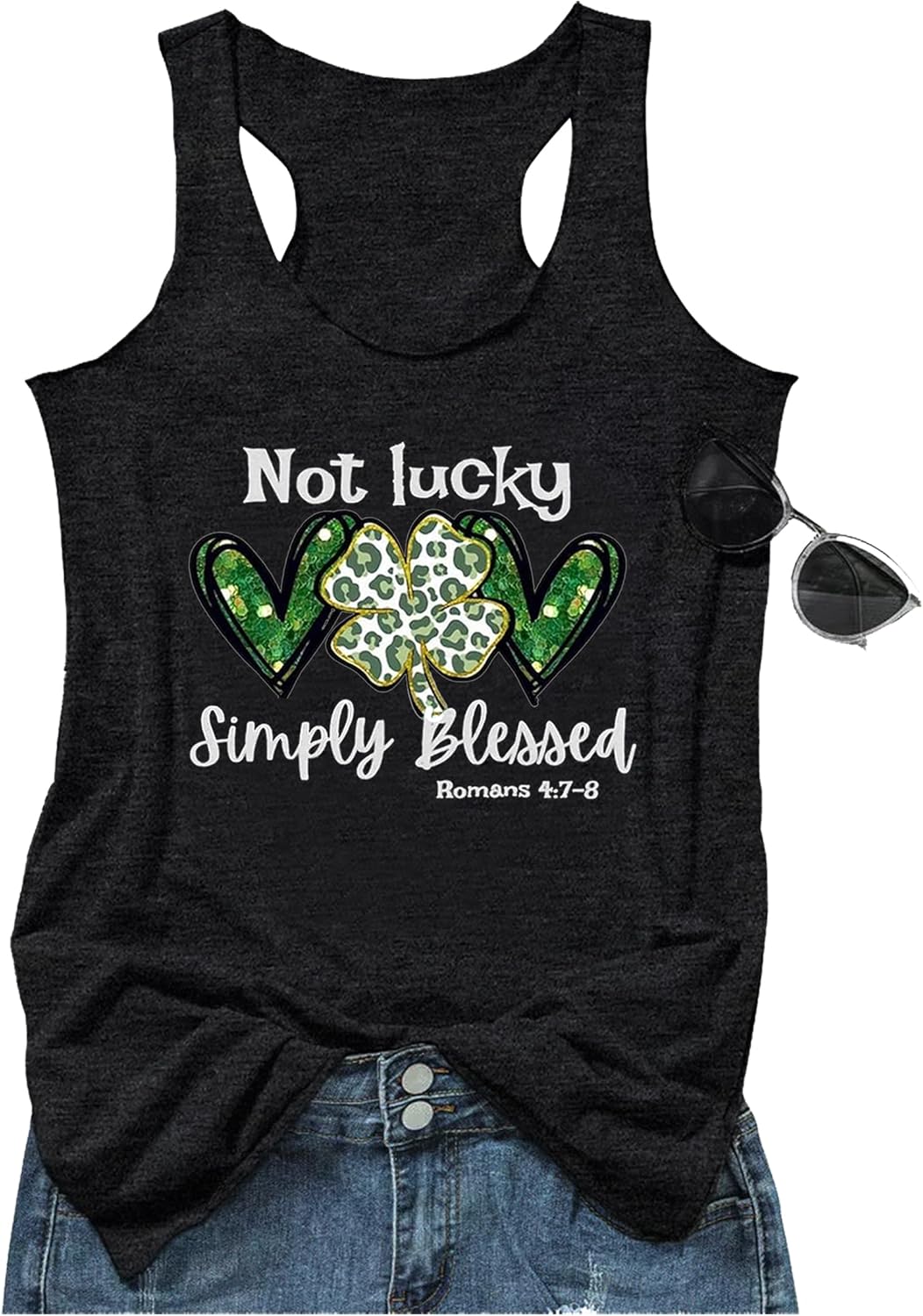 St Patricks Day Tank Tops for Women Irish Lucky Shirts Shamrock Graphic Racerback Tees Shirt St Pattys Day Camisole Tops