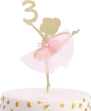 Ballet Cake Topper 1 to 5 Years Old - Ballerina, Birthday Party Decoration, Dancing Princess, Studio Photo Props Ballerina 3