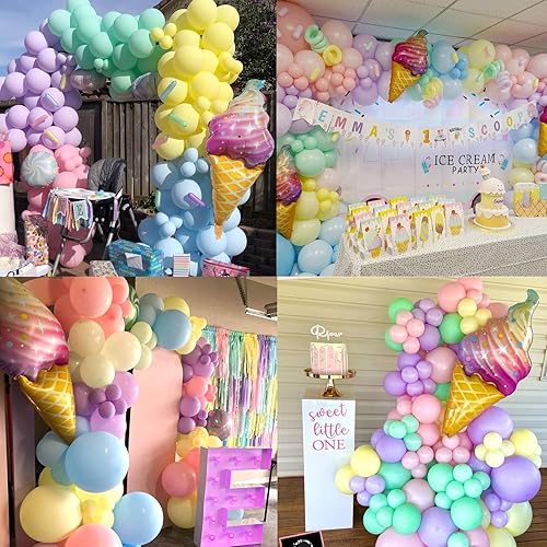 Miniatura 6 de Kit de arco de guirnalda de globos pastel, 142 globos de papel de aluminio de color macarrón y arco iris, para fiesta de baby shower, niñas,