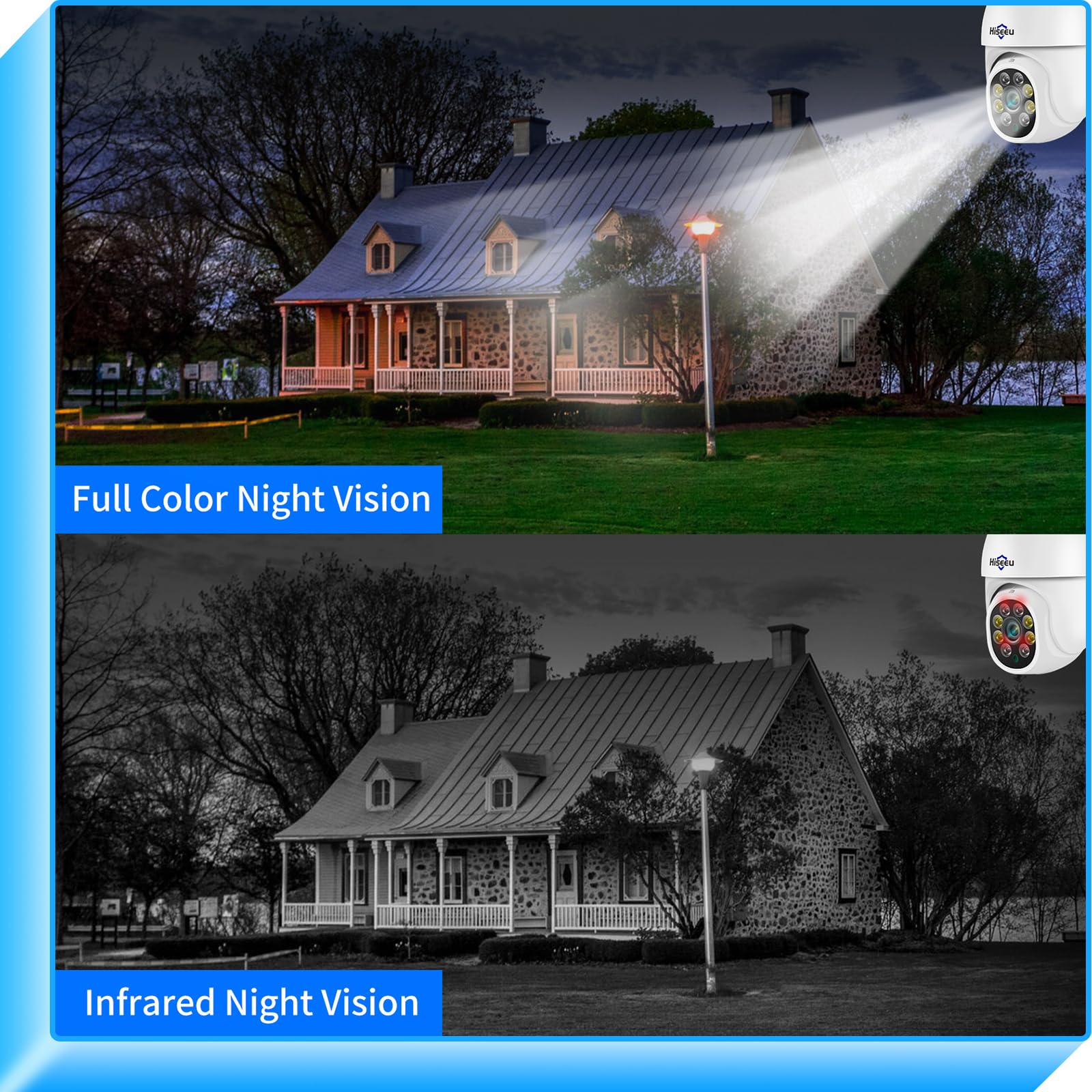 Hiseeu 【Seguimiento Automático】 5MP Cámara Vigilancia WiFi Exterior con PTZ,Cámara de Seguridad con Visión Nocturna en Color,Audio bidireccional,Detección Humana,IP66 Impermeable,Vista Remota
