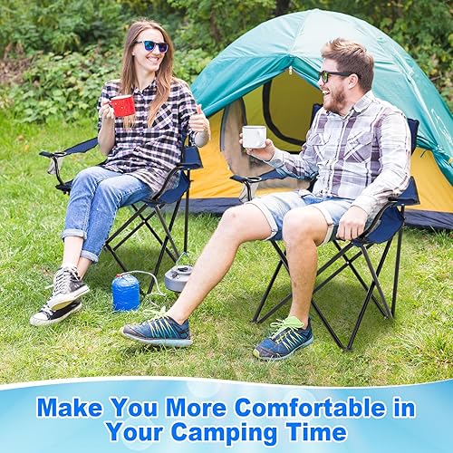 Miniatura 5 de 2 sillas de camping portátiles con respaldo de malla de enfriamiento, sillas de campamento plegables con soporte para tazas, sillas plegables